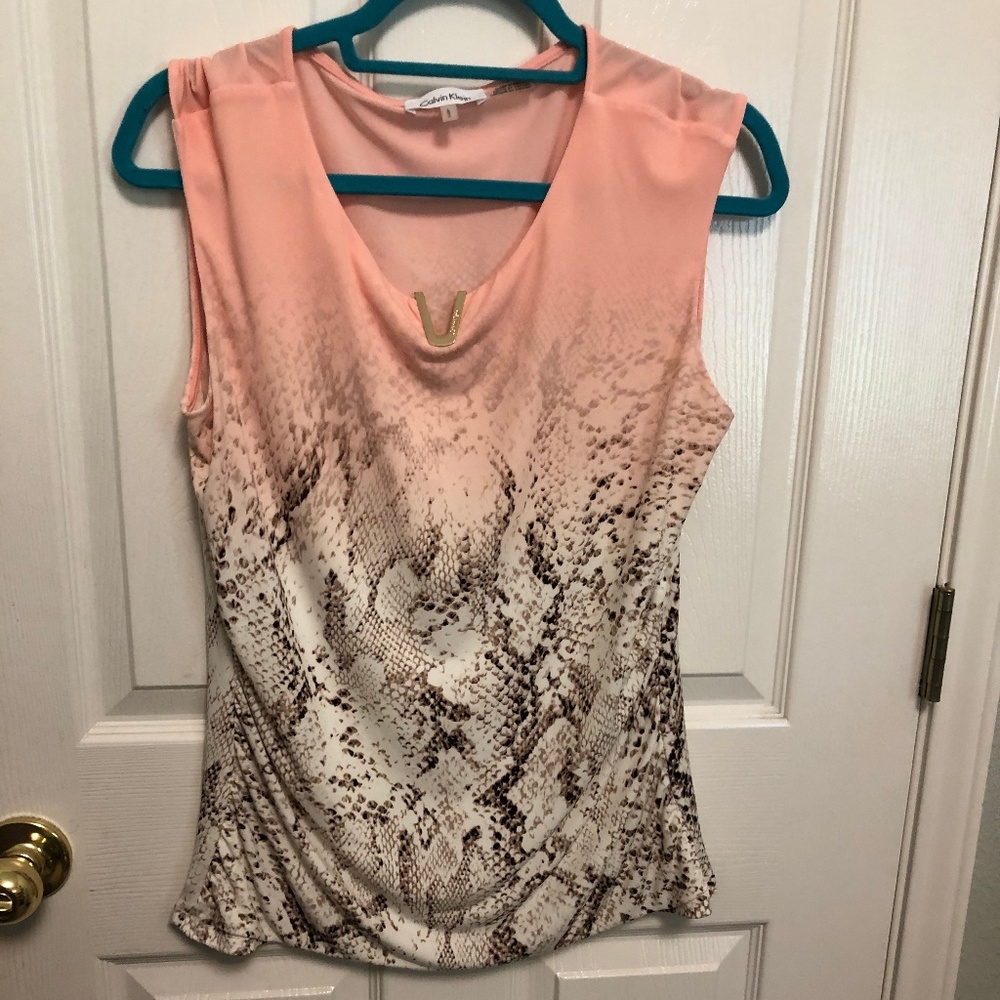 NWOT Calvin Klein Blush/Snake Print Tank - Sz. L